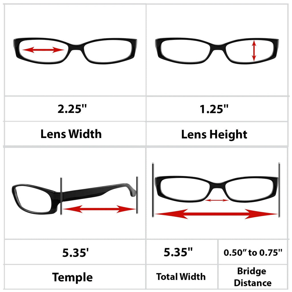 4 Pack Reading Glasses Black Tortoise Red Blue U521