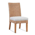Cottage White Finish Blue Gray Beige Stripe Side Chair P650676