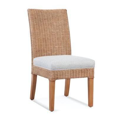 Cottage White Finish Blue Gray Beige Stripe Side Chair P650676