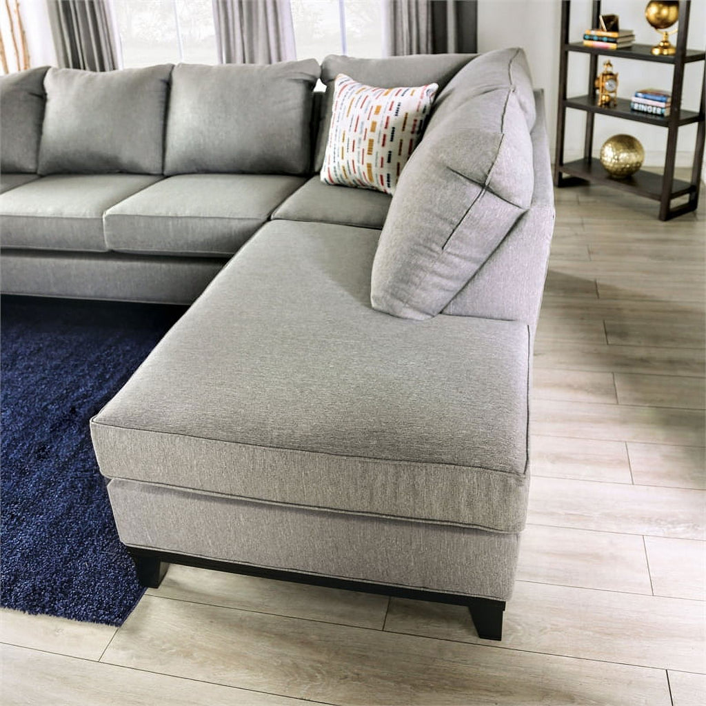 Light Gray Fabric L-Shaped Sectional H8140