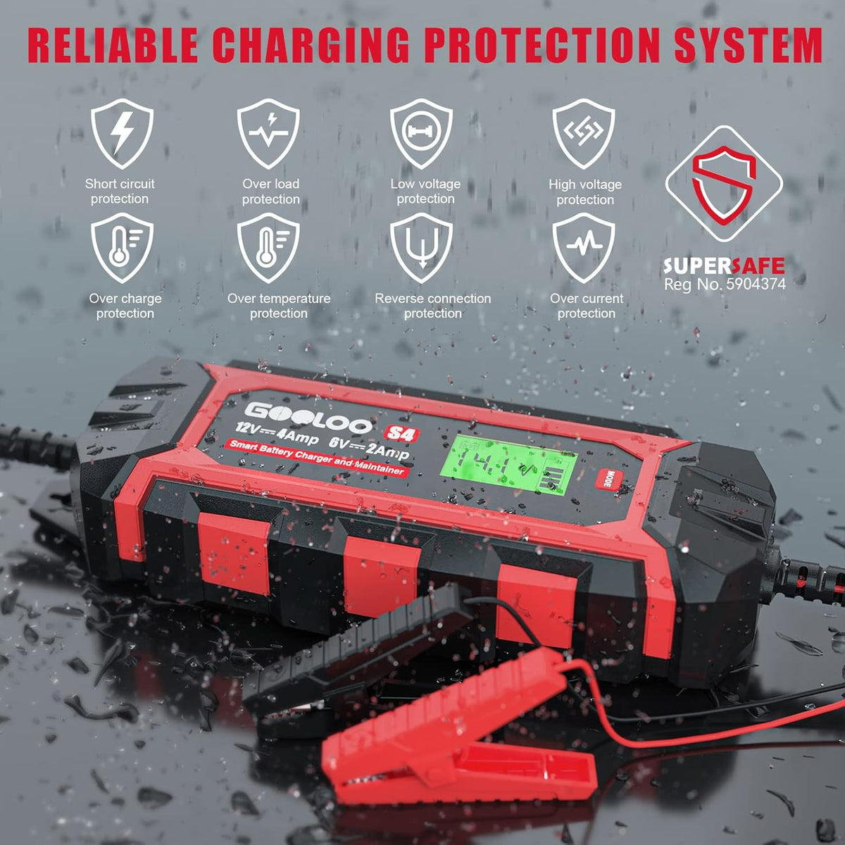 4-Amp 12V/4A Car Battery Charger Maintainer, Pack of 2 T3712