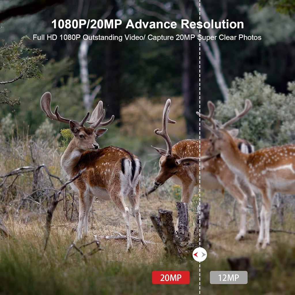 20MP 1080P Game Camera 120° Wide-Angle Motion Sensor IP66 Waterproof Hunting Cam Pack of 2 C679