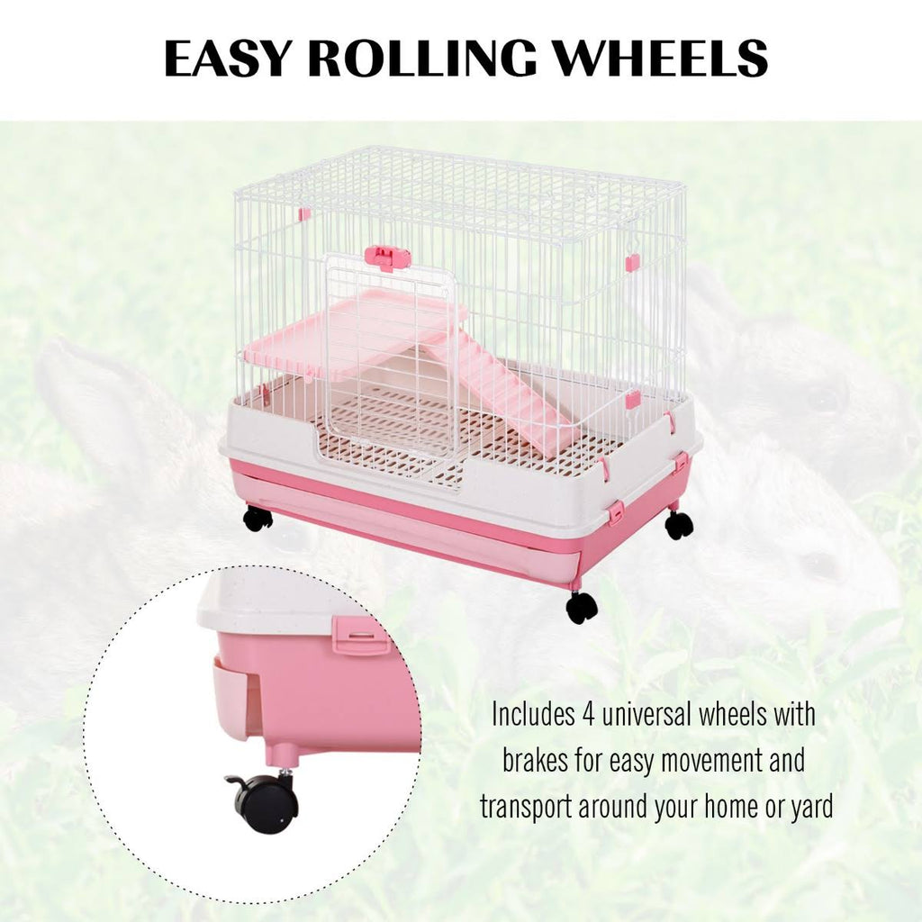 Indoor Rabbit Cage Small Animal House with Wheels L9595