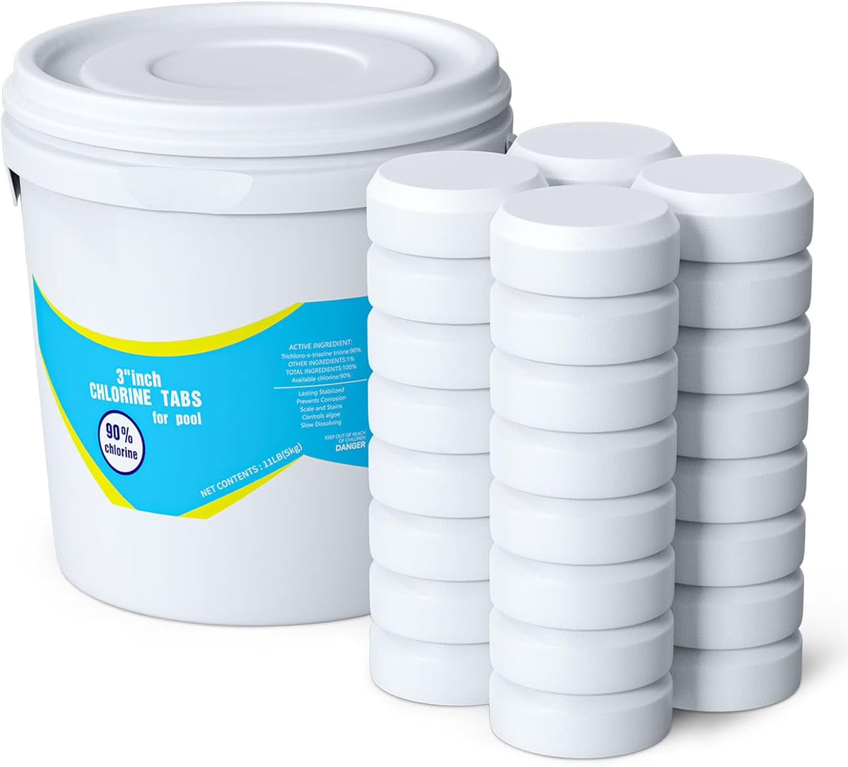 11 lb 3 inch Chlorine Tablets, 90% Available Chlorine, 11-Pound Bucket S261233