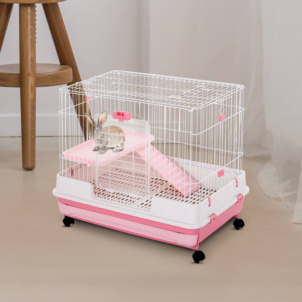 Indoor Rabbit Cage Small Animal House with Wheels L9595