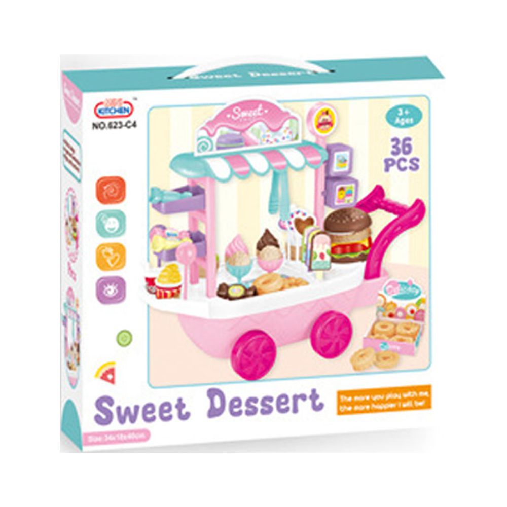 Ice Cream Cart Toy Set with Umbrella Food Dishes G29707