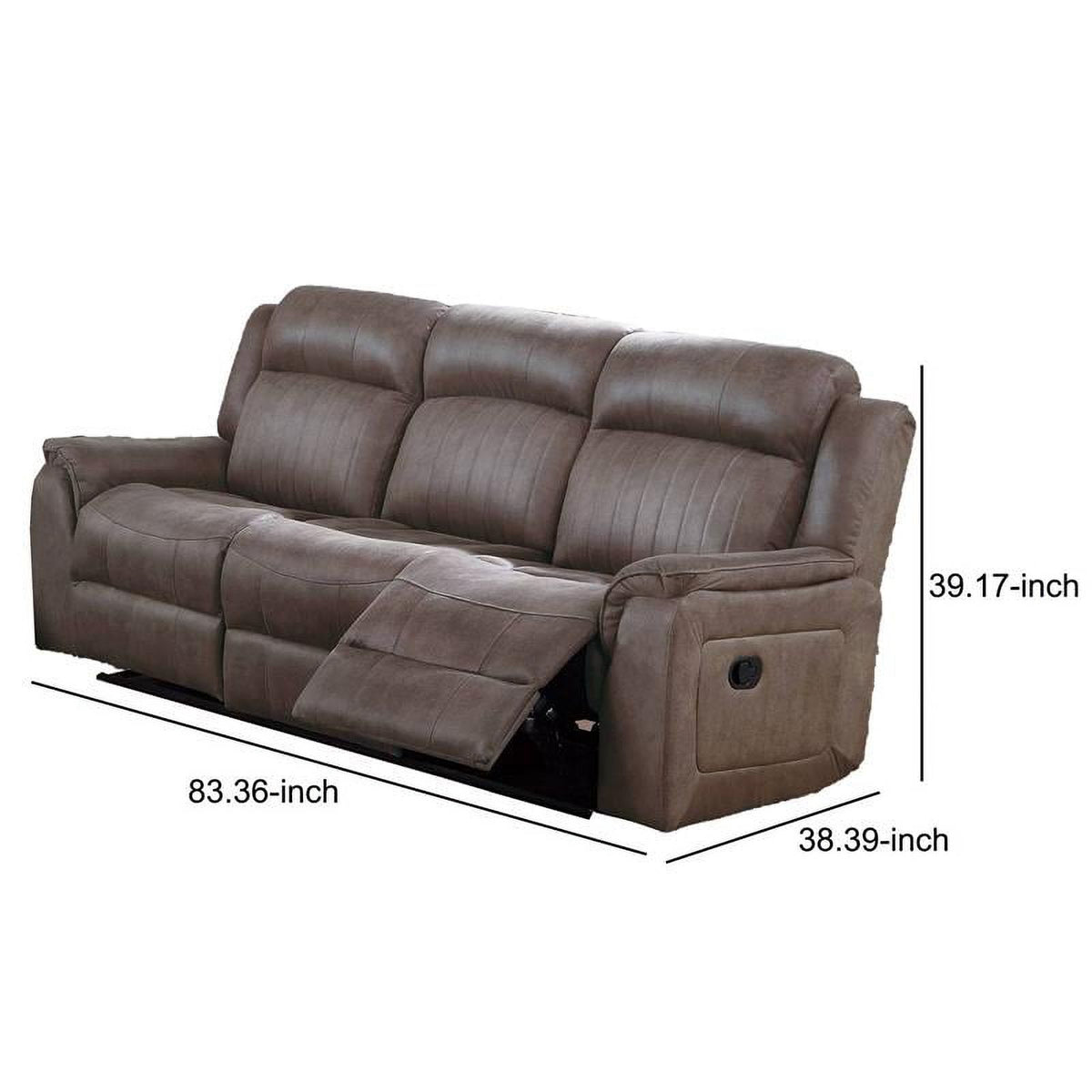 Brown Fabric Manual Motion Sofa with Pillow Top Arms H2124