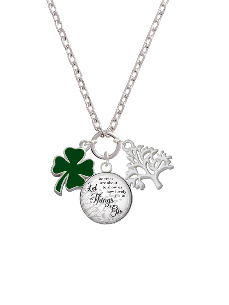 Green Enamel Four Leaf Clover Charm Necklace, 28" Y47202