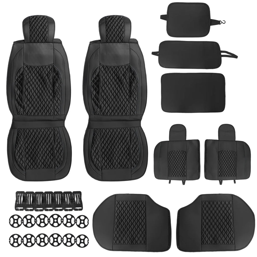 Black Waterproof Leather Full Set Car Seat Cover L550266