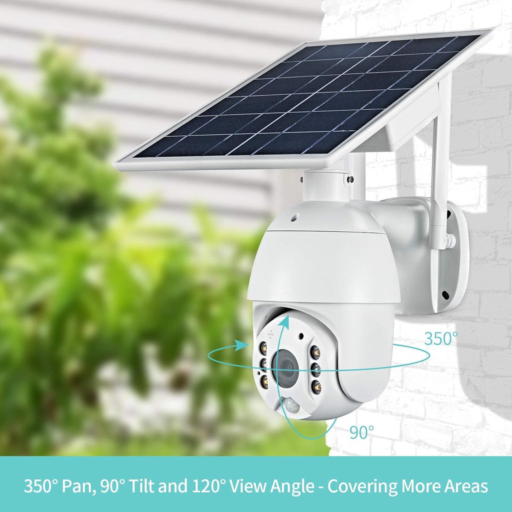 Wireless WiFi Outdoor Security Camera Solar Battery Power Spotlight Night Vision IP65 Waterproof PIR Motion Detection 2-Way Talk Micro SD Card Cloud Storage W939