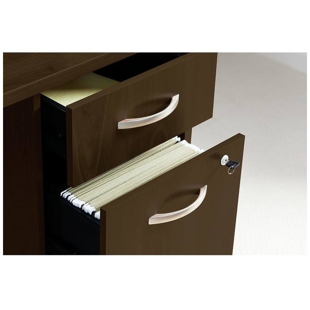 Mocha Cherry Office Desk with Mobile File Cabinet D86577