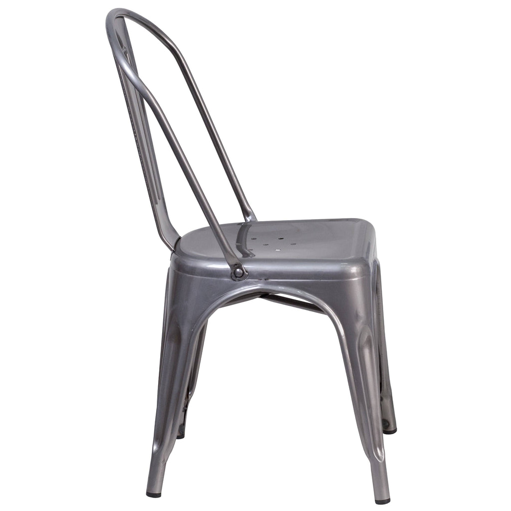 Grey Metal Stackable Indoor Chair F671