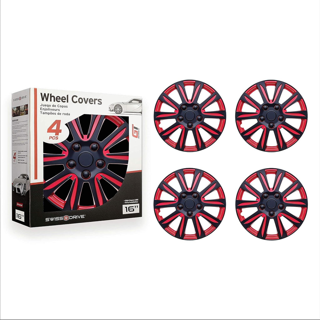 Red Black Set of 4 HubCap P765