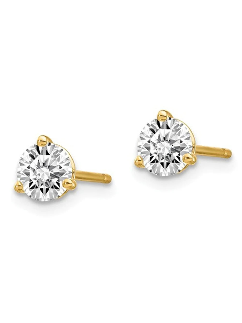 14K Yellow Gold Solitaire Stud Earrings R102