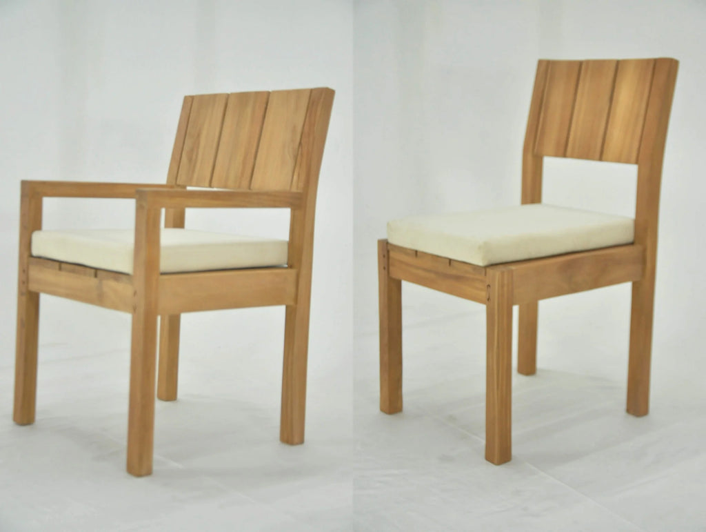 Teak 2 Seater 3 Pc Dining Set with Side Table and 2 Armless Chairs X4268