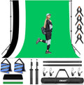 7×10ft Adjustable Photography Backdrop Stand Kit with Polyester Background, Spring Clamps and Carry Bag L300711