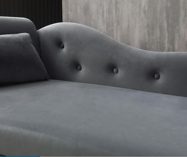 Blue Upholstered Chaise Lounge Chair with Pillow S541