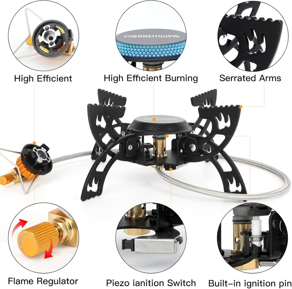 Portable Camping Stove with Adapter Wok Stand X648
