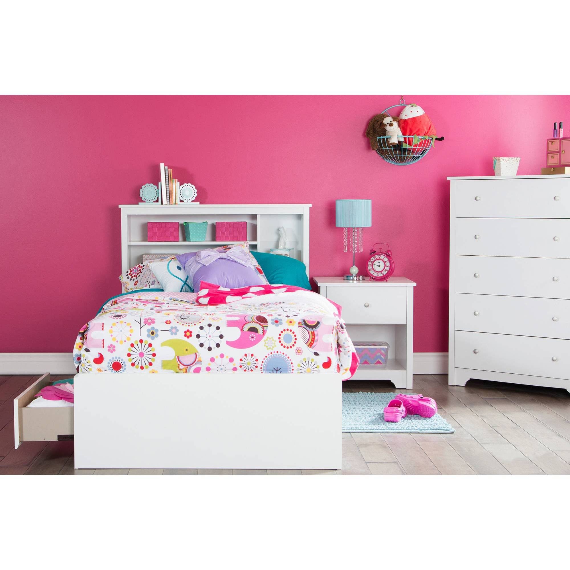 Pure White Twin Bookcase Headboard S799