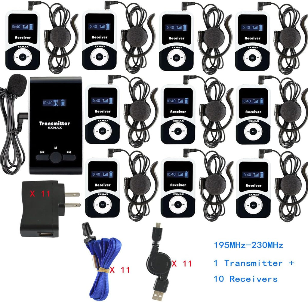 Wireless Tour Guide System Microphone (1 Transmitter 10 Receivers) G11108