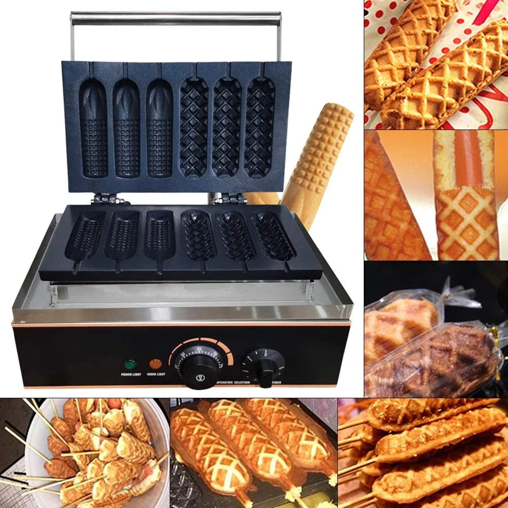 6 PCS Non Stick Stainless Steel Electric Waffle Maker 1500W I50447