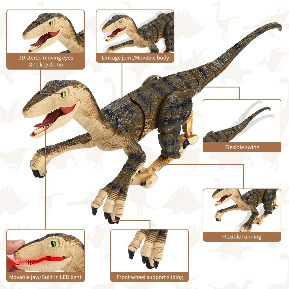 Remote Control Dinosaur Toys, Walking Roaring Velociraptor, 2.4Ghz Electronic Robot Toys U4349