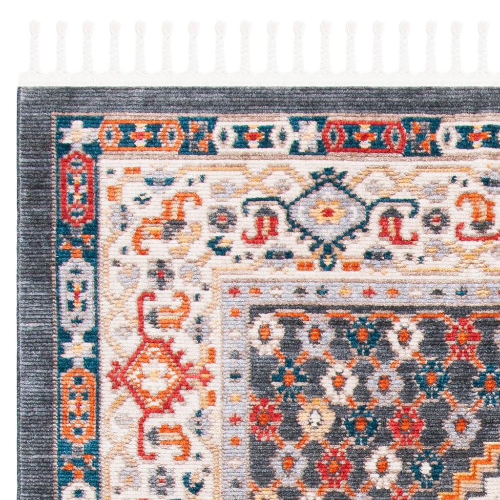 Charcoal/Ivory Floral Bordered Area Rug I8378