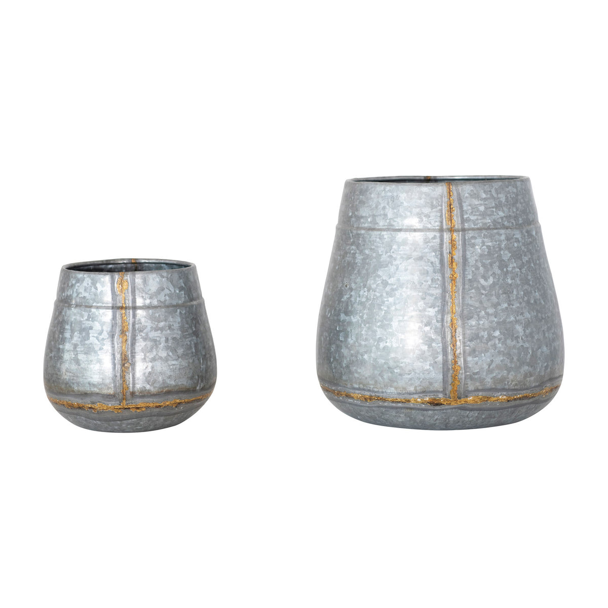 Galvanized Metal Planters, Antique Zinc Finish, Set of 2 R575796