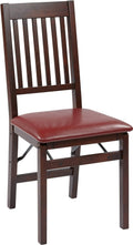 Solid Wood Folding Chair, Espresso/Red - 2 count H857594