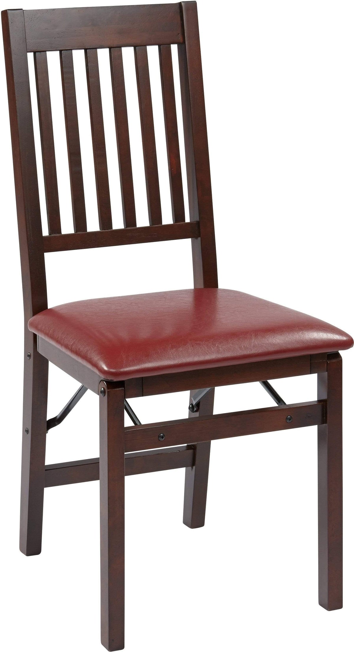 Solid Wood Folding Chair, Espresso/Red - 2 count H857594