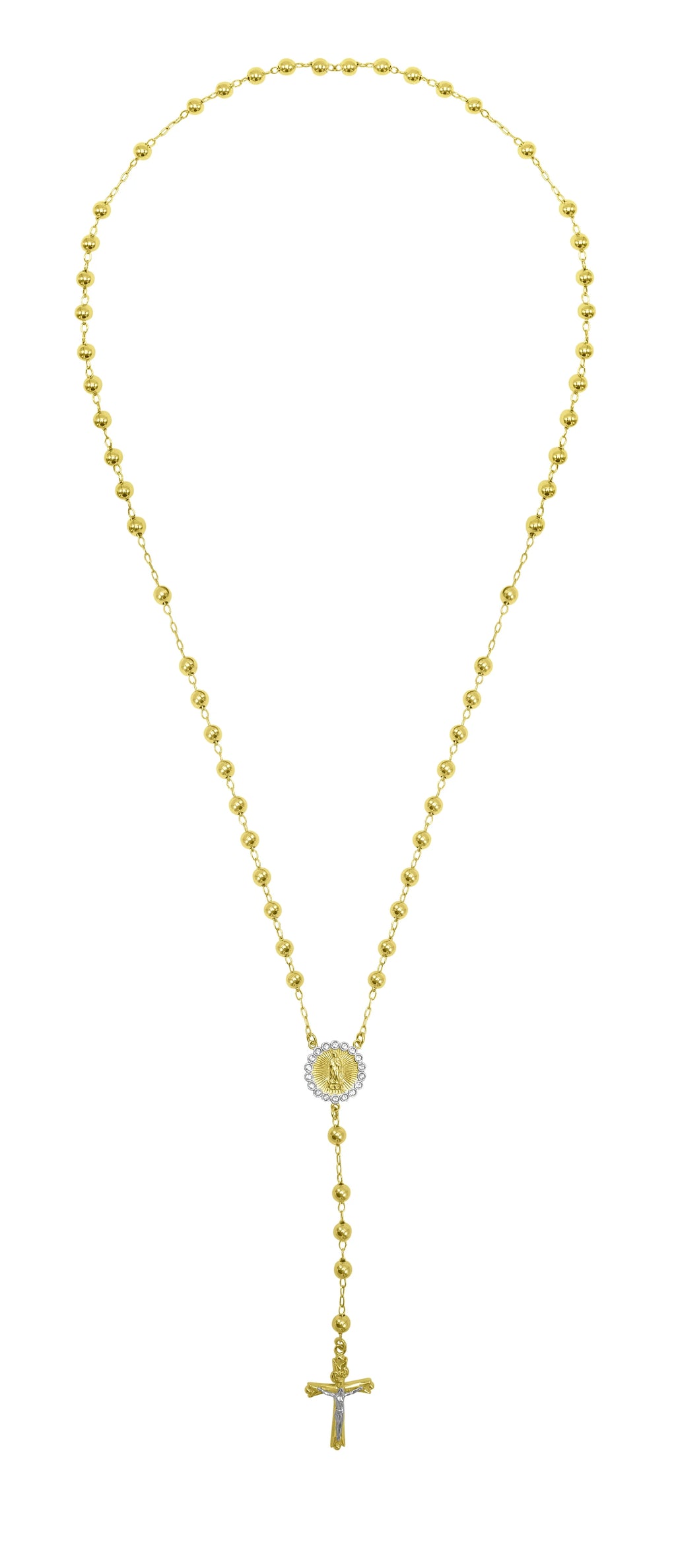 14K Gold Plated Sterling Silver Crystal Rosary Necklace 26" J62766