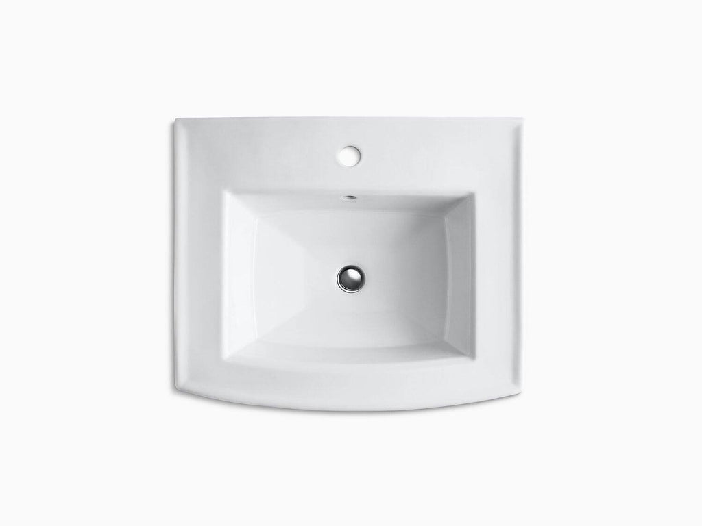 Black Pedestal Bathroom Sink with Single Faucet Hole B491523