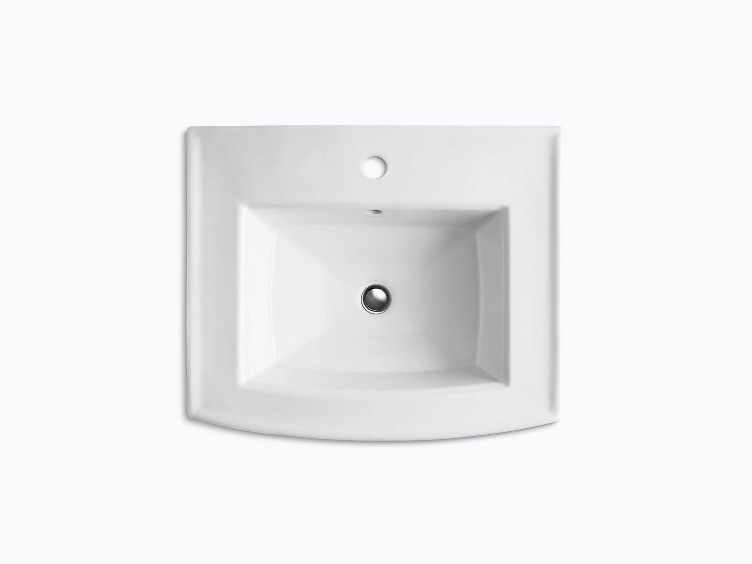 Black Pedestal Bathroom Sink with Single Faucet Hole B491523