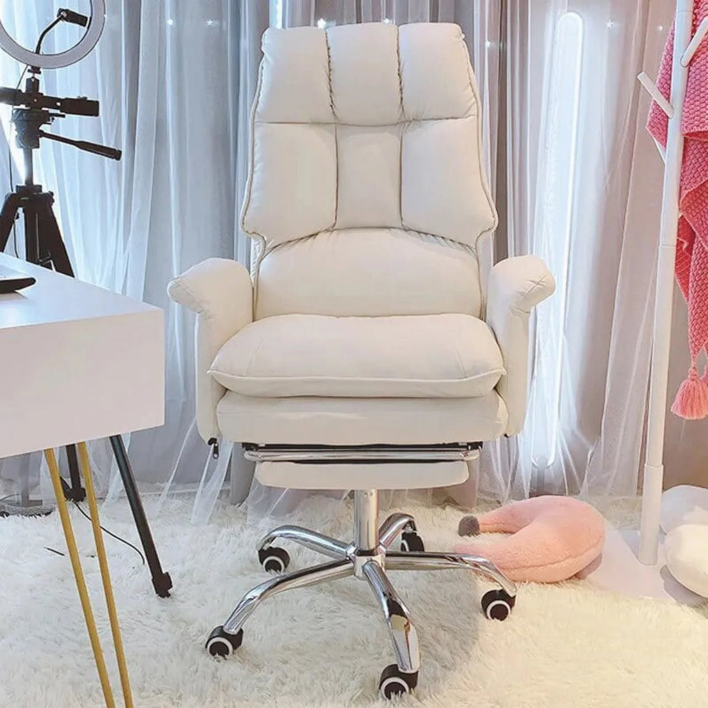 White Leather Gaming Chair P3416