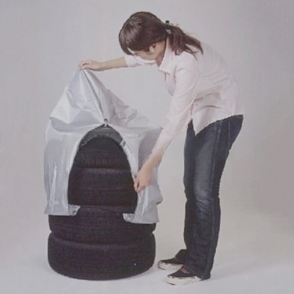 Tire Storage Cover for 4 Tires Stacked Large 210D Oxford Cloth Foldable Adjustable Bag O92408