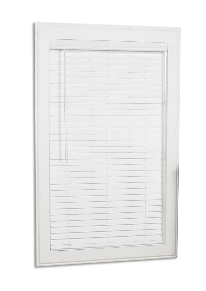 Cordless White Faux Wood Room Darkening Horizontal Blinds G511057