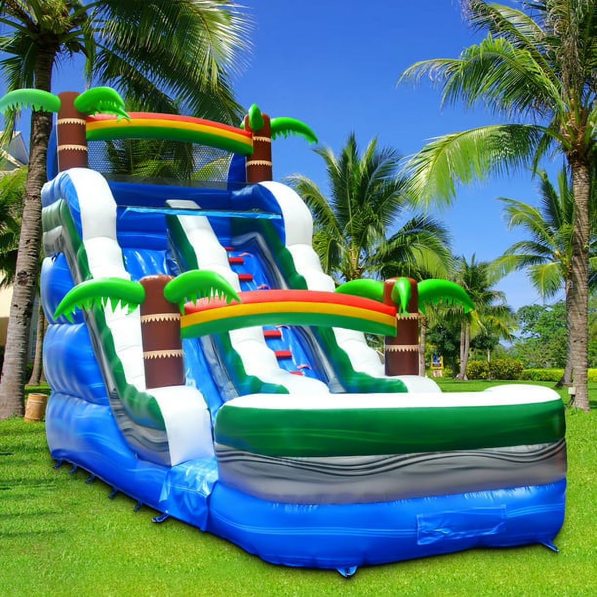 Inflatable Water Slide with Air Blower and Splash Pool A24343