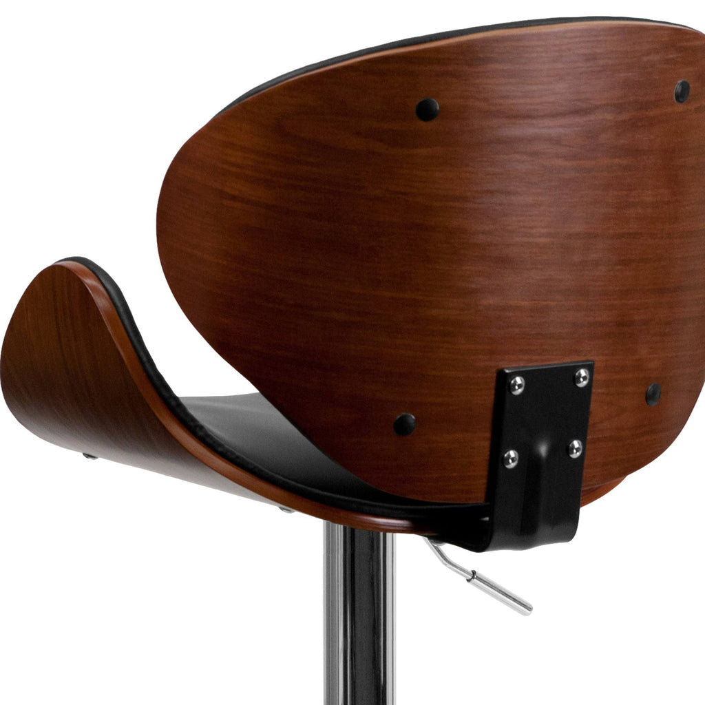 Walnut Bentwood Bar Stool with Curved Vinyl Seat and Back X592
