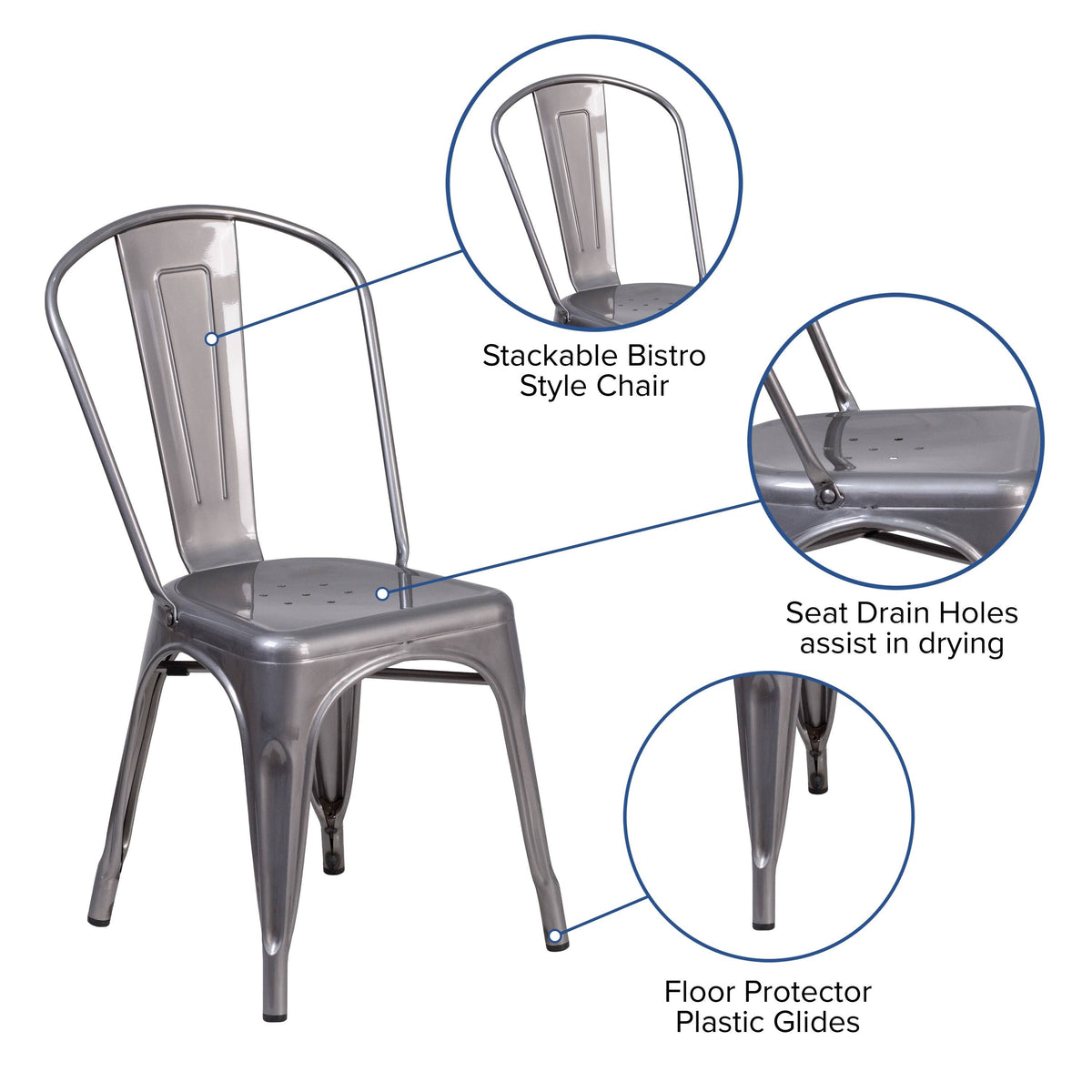 Grey Metal Stackable Indoor Chair F671