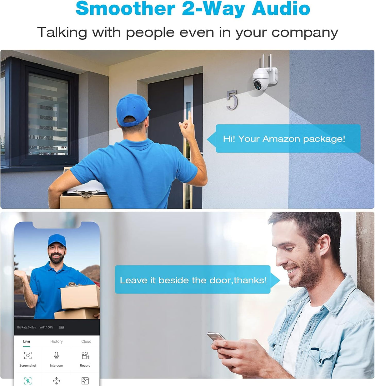 Wireless Outdoor Security Camera with 360° Night Vision N72706