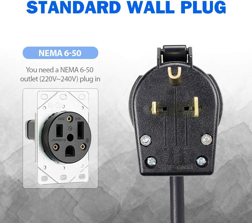 Portable Electric Vehicle Charger, NEMA 6-50 220V-240V 20ft Cable, SAE J1772 V796719