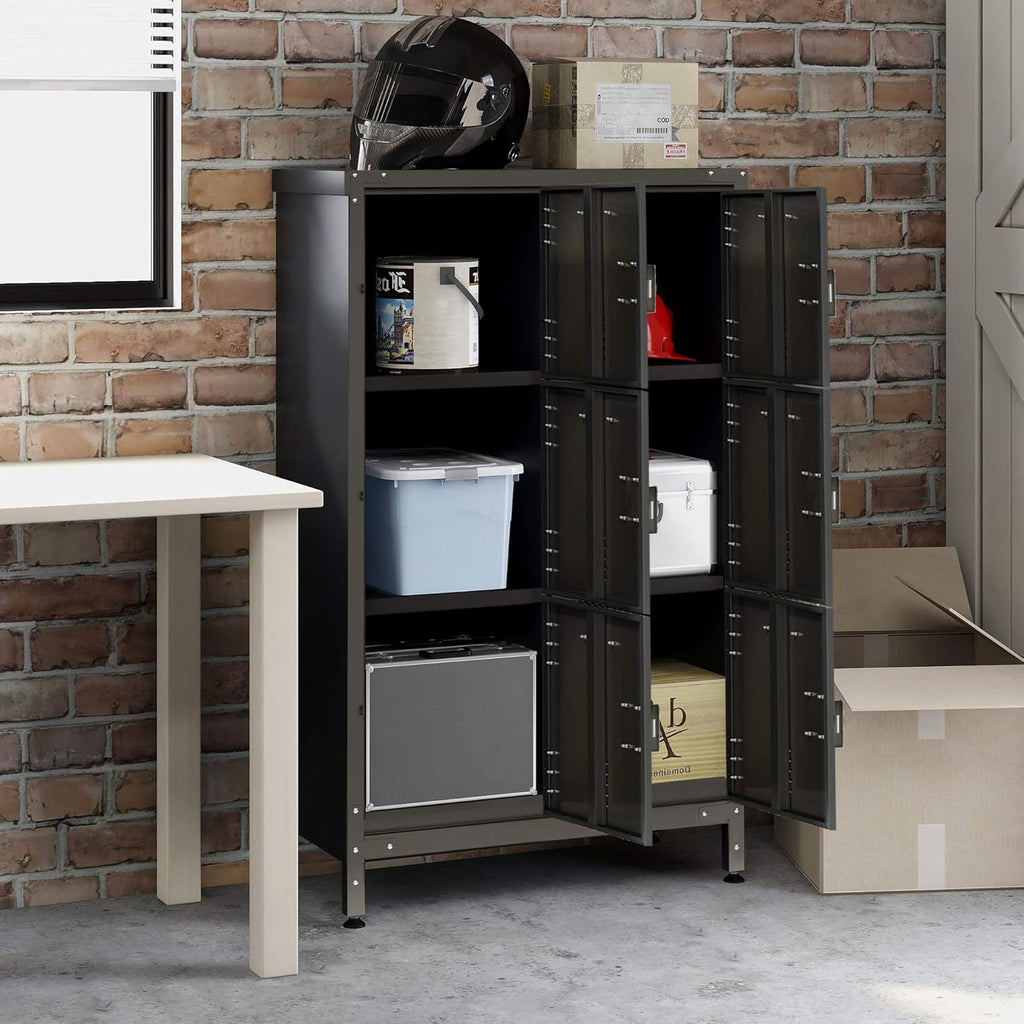 Metal Locker Storage Cabinet with Shelves and 6 Lockable Doors Q2989