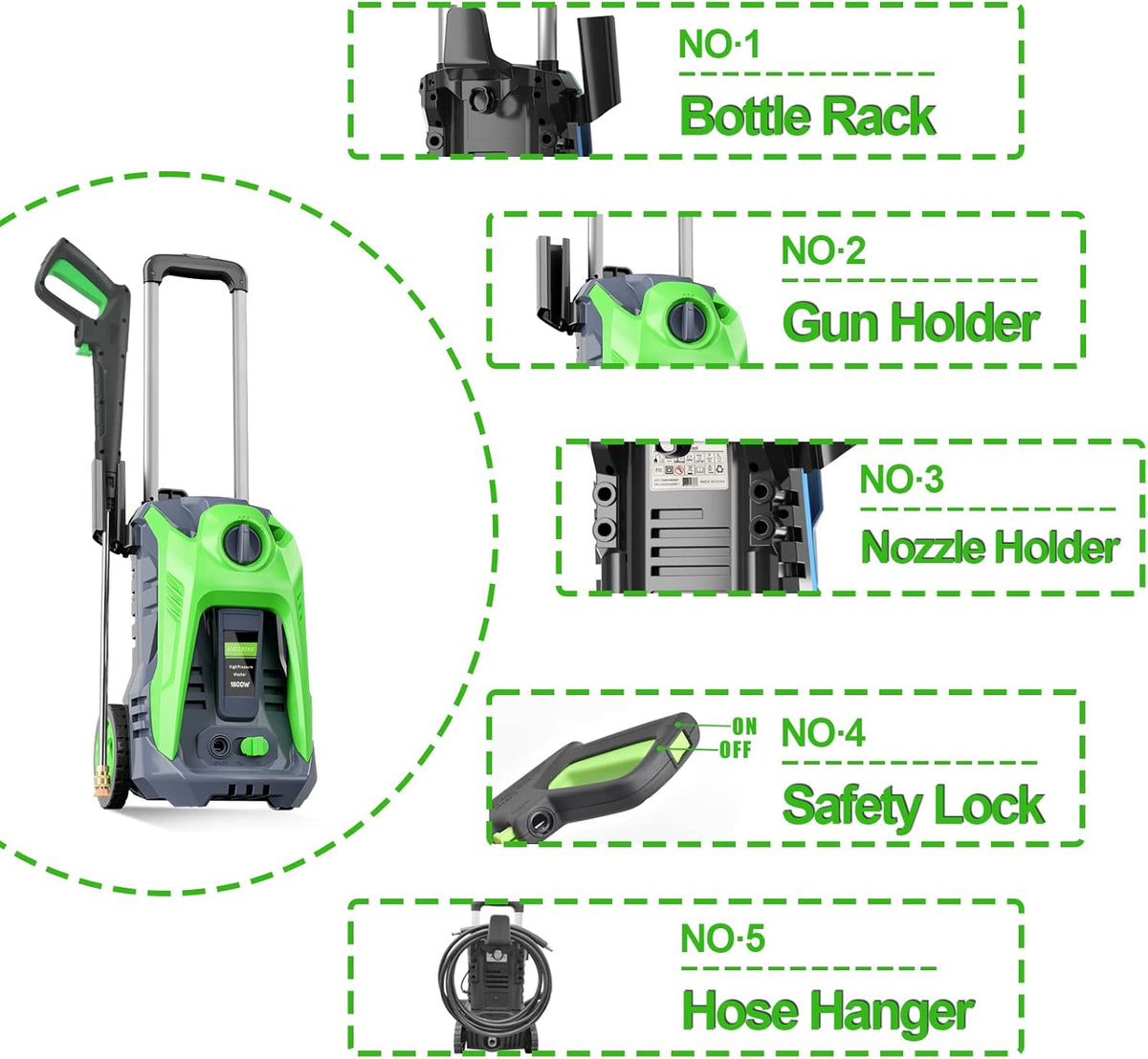 3000 PSI Electric Pressure Washer with 4 Nozzles Foam Cannon R691