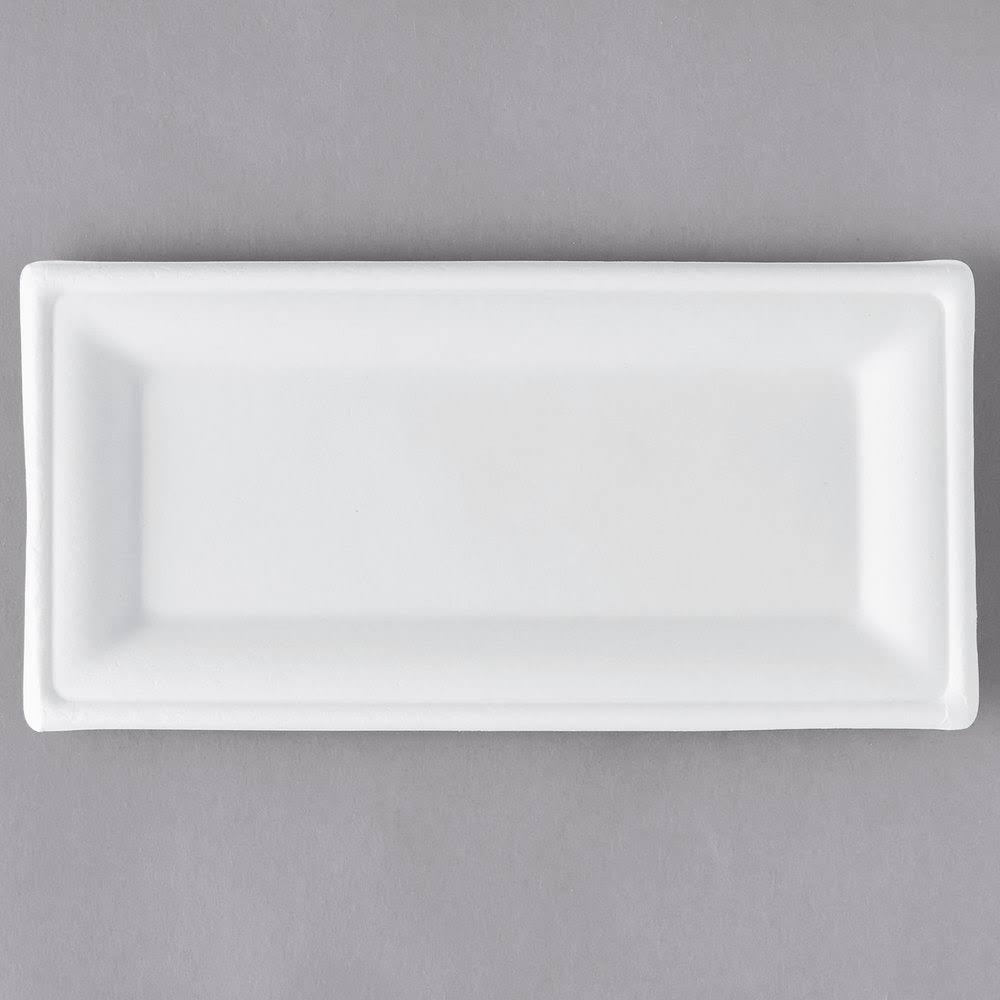 Compostable Rectangular Sugarcane Plates 10x5 in, 50/pk, 10 PK/CT L183013