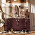Vintage Faux Leather Ottoman Bench X158148