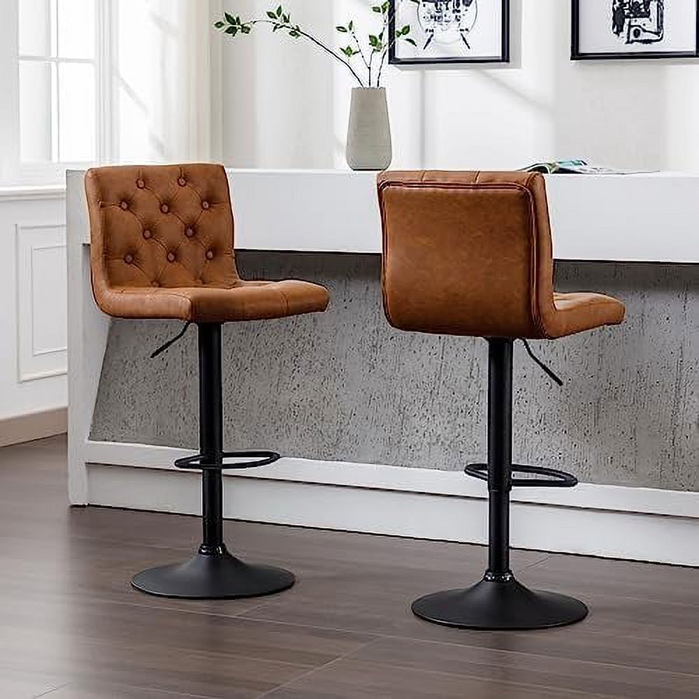Grey Faux Leather Swivel Counter Height Stools with Footrest N33428
