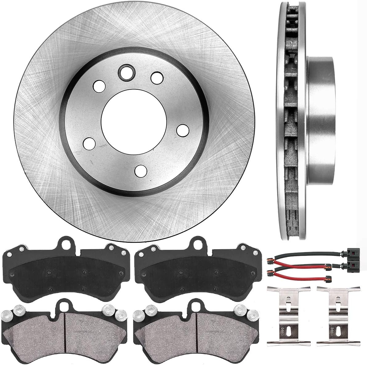 Premium OE 5 Lug Rotors + Ceramic Brake Pads + Sensors + Hardware N892