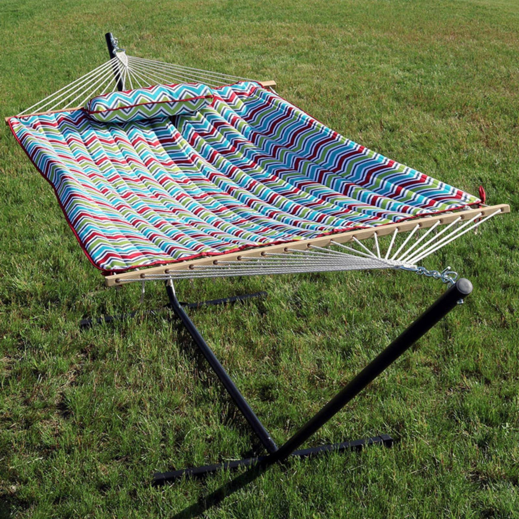 Multi Color Cotton Rope Hammock with Stand N7982