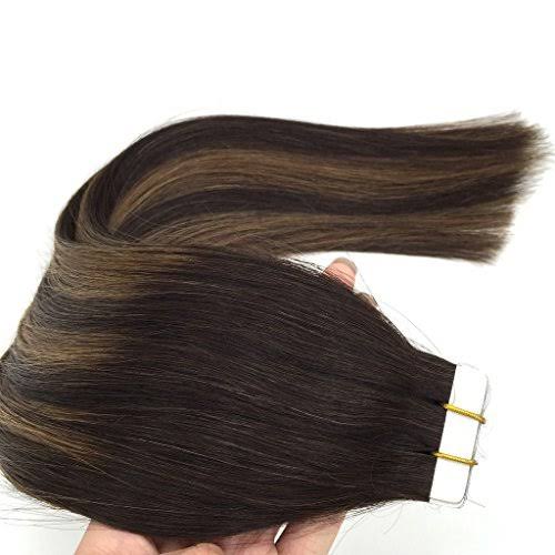24 inch Tape in Hair Extensions Balayage Dark Brown to Light Brown X361076