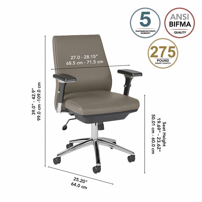 Washed Gray Bonded Leather Executive Office Chair L97326